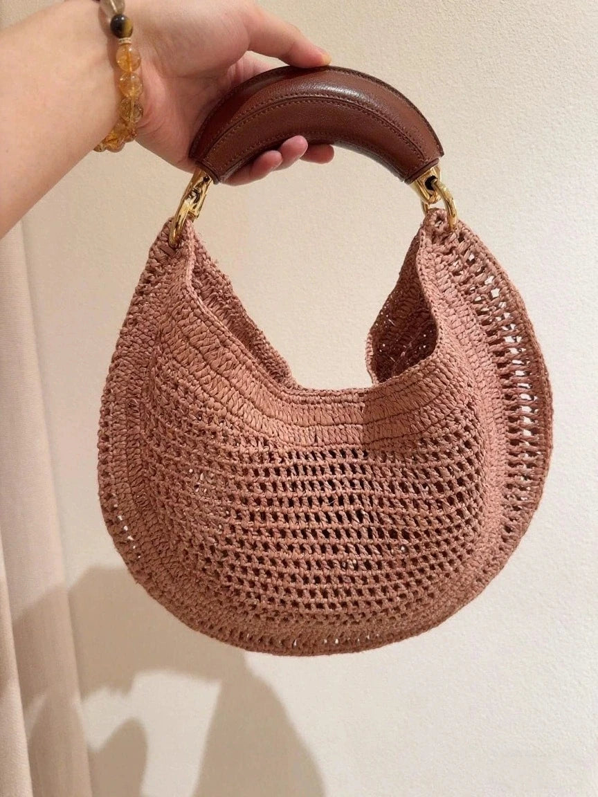 Classic Beach Straw Woven Bags For Women Luxury Designer Handbag