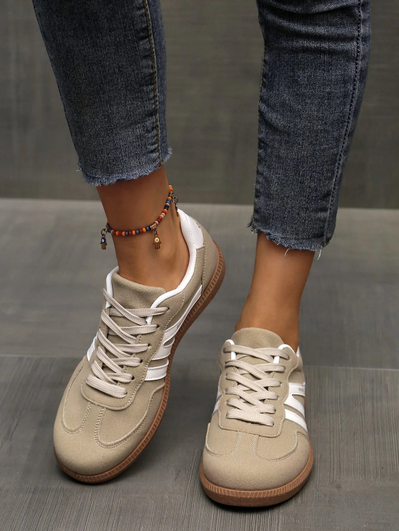 Mix Color Women's Autumn Sneakers Fashion Splicing Flat Heel Vulcanized Shoes Female Lace-Up Sneakers