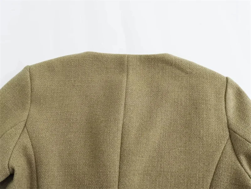 Cropped Tweed Jacket Woman Coat Button Long Sleeve Elegant Jackets For Women Short Coats Outwears