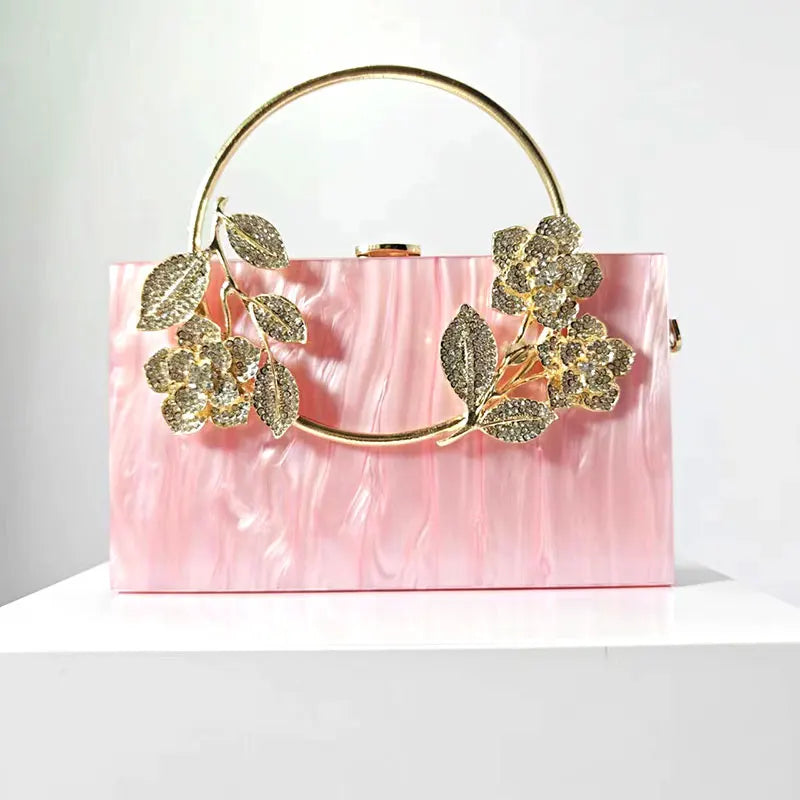 Banquet Pearlescent Acrylic Purse Women's Tote Crossbody Shoulder Square Bag