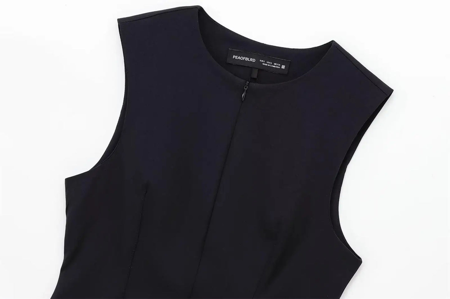 Women Solid Zipper Vintage Causal Sleeveless O Neck Tank Blouse Slim Pleated Vest Blouse High Street Folds Top