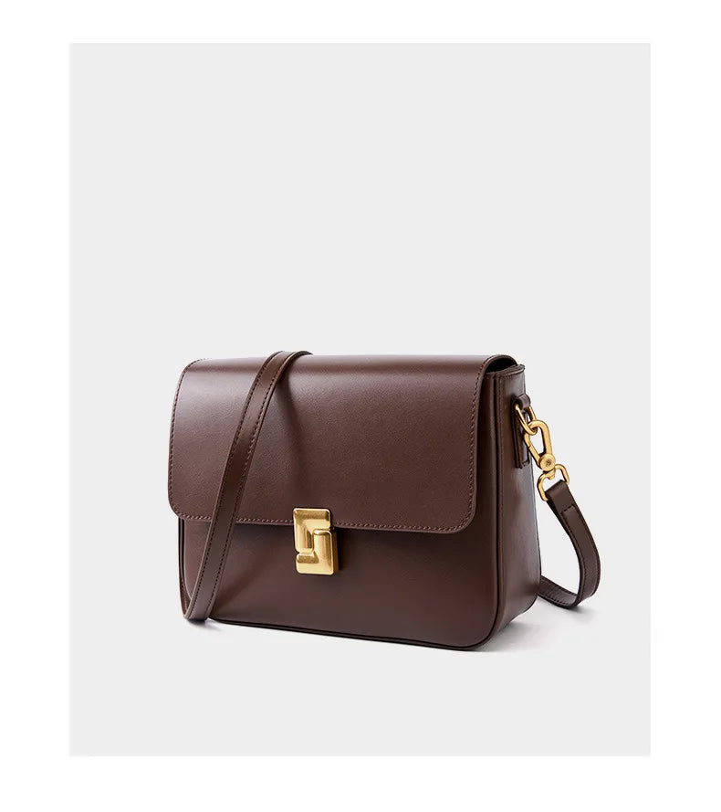 Genuine Leather Women Crossbody Bag Luxury Design Small Square Bag Cowhide Women's Bag