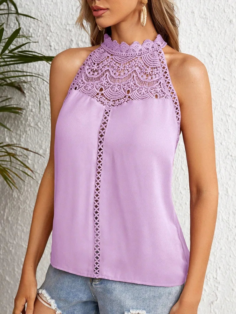 Elegant Sleeveless Women's Shirt Lace Style Tank Top For Women