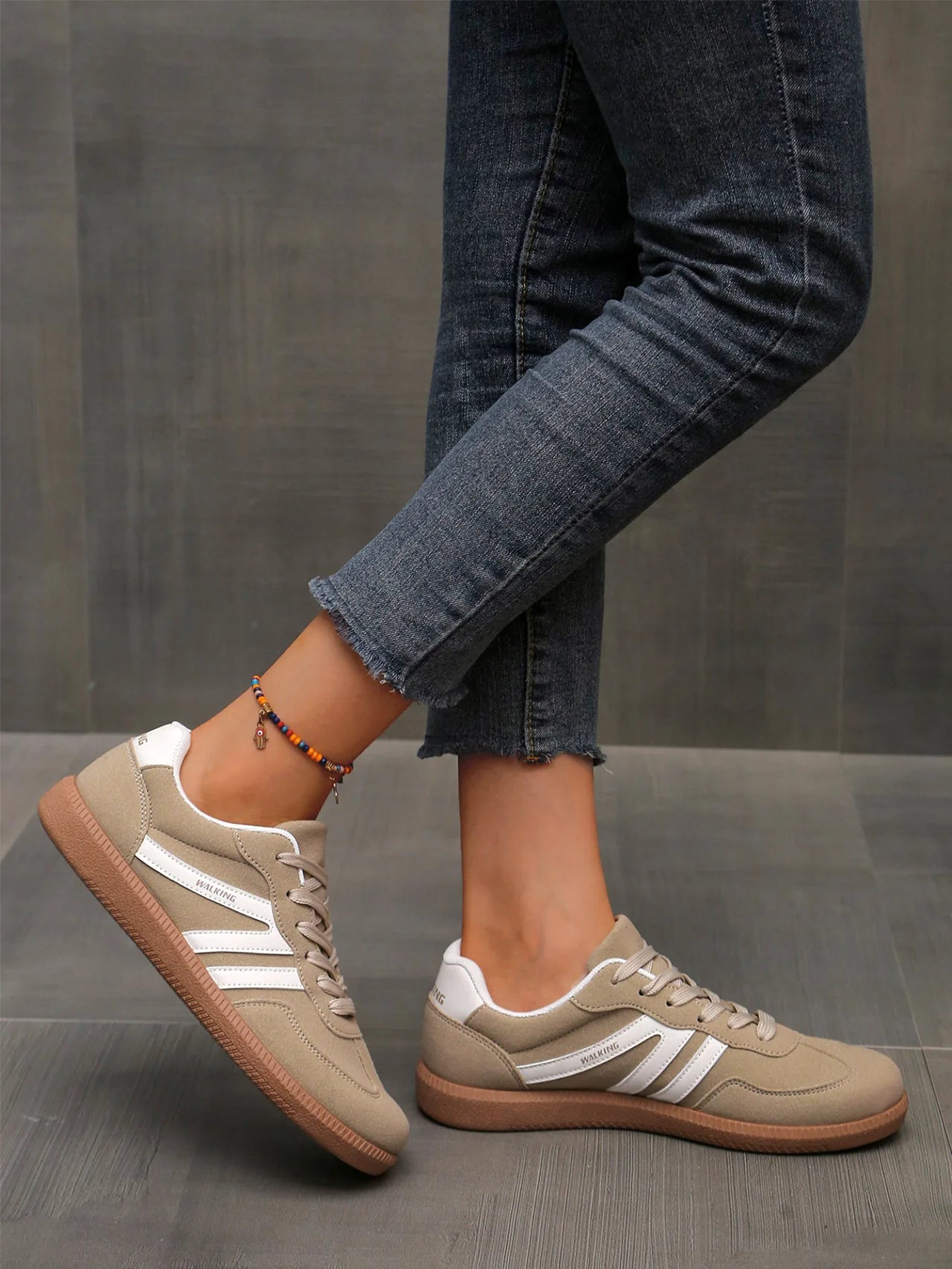 Mix Color Women's Autumn Sneakers Fashion Splicing Flat Heel Vulcanized Shoes Female Lace-Up Sneakers