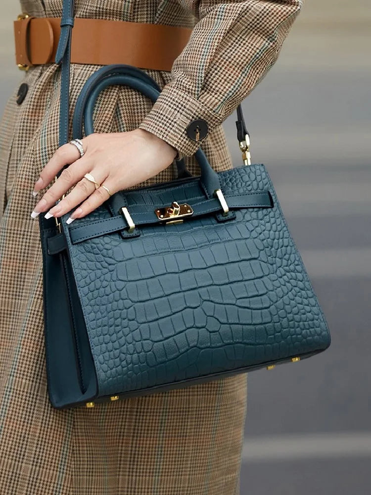 Elegant Single Shoulder Bag Business Women Black Animal Pattern Purses
