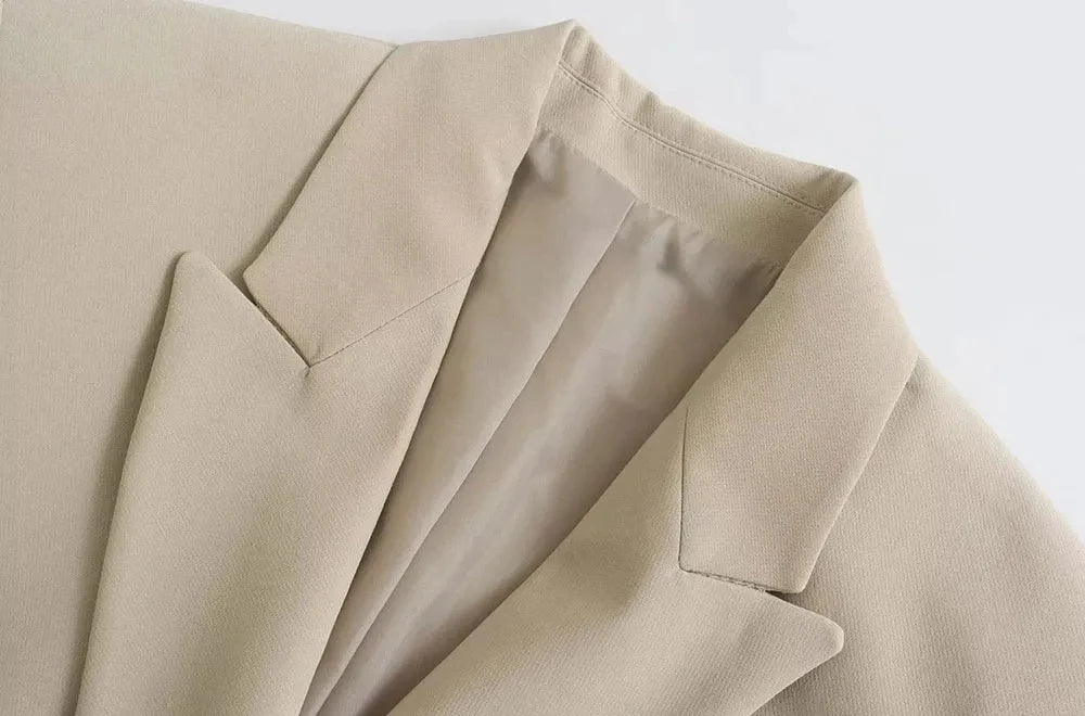 Women Double Breasted Loose Fitting Blazer Coat Vintage Long Sleeve Pockets Female Outerwear Blazer