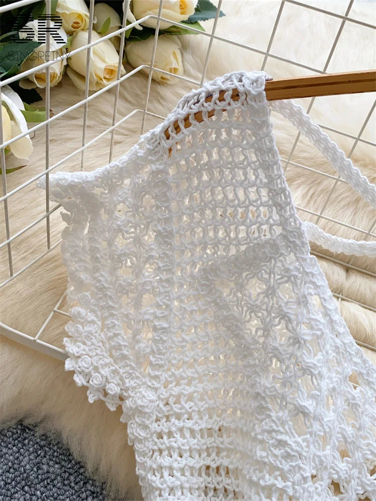 Bohemian Tassel Knit Tops Women Lace Up V Neck Elastic Summer Blouse Vacation Blouse