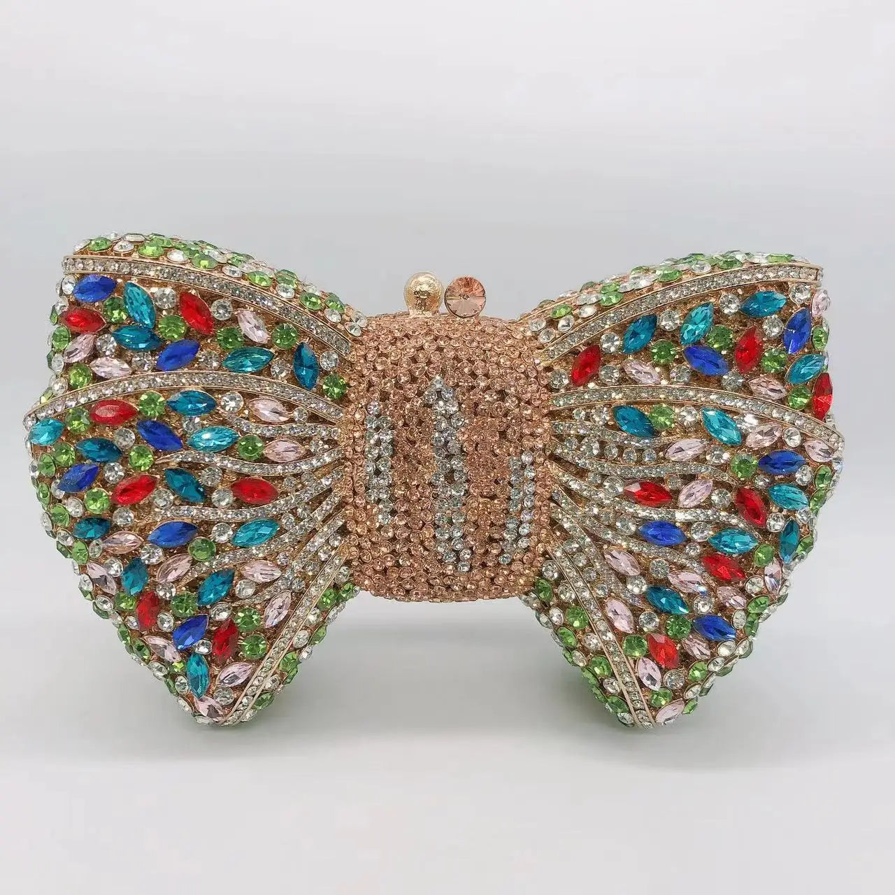 Rhinestone Green/Black Clutch Purse Bow Luxury Diamond Evening Clutches Wedding Bridal Bag