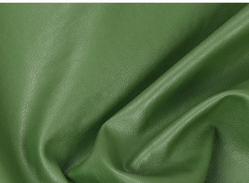 Long Green Pu Leather Trench Coat for Women with Back Slit Sashes Single Breasted