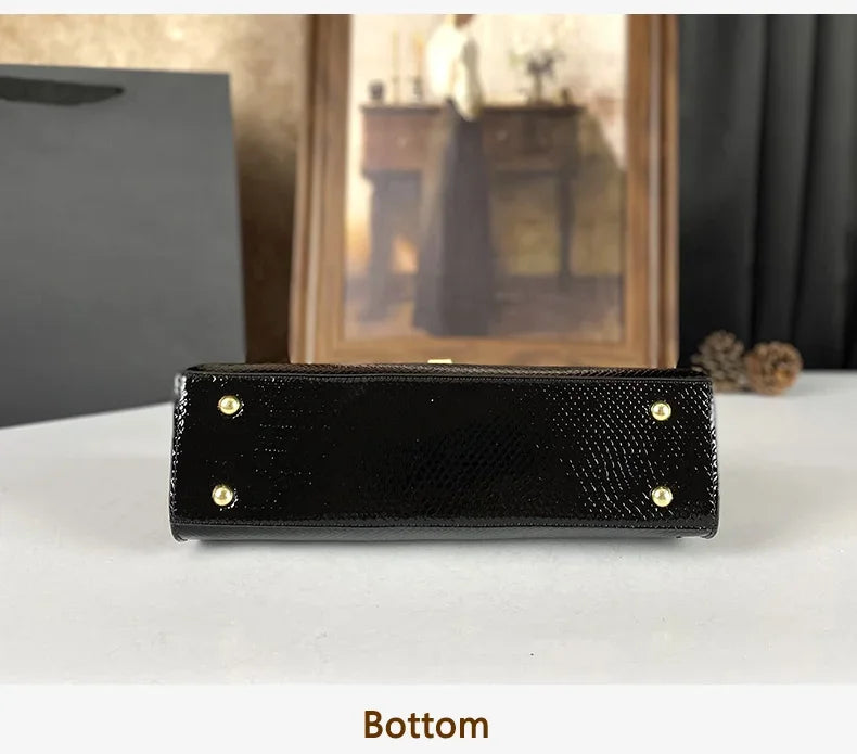 High End Women's Black Bag, Large Capacity Hand-Held Crossbody Bag