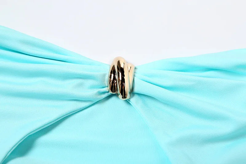 Hollow Metal Buckle 2 Piece Set Resort Wear Women Y2K Split Maxi Skirt Matching Clubwear Outfits