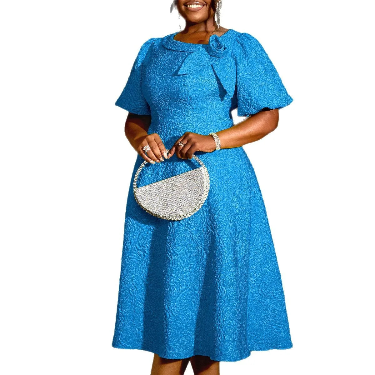 Women Plus Size Jacquard Dress A-Line Party Banquet Dress Cocktail Dress