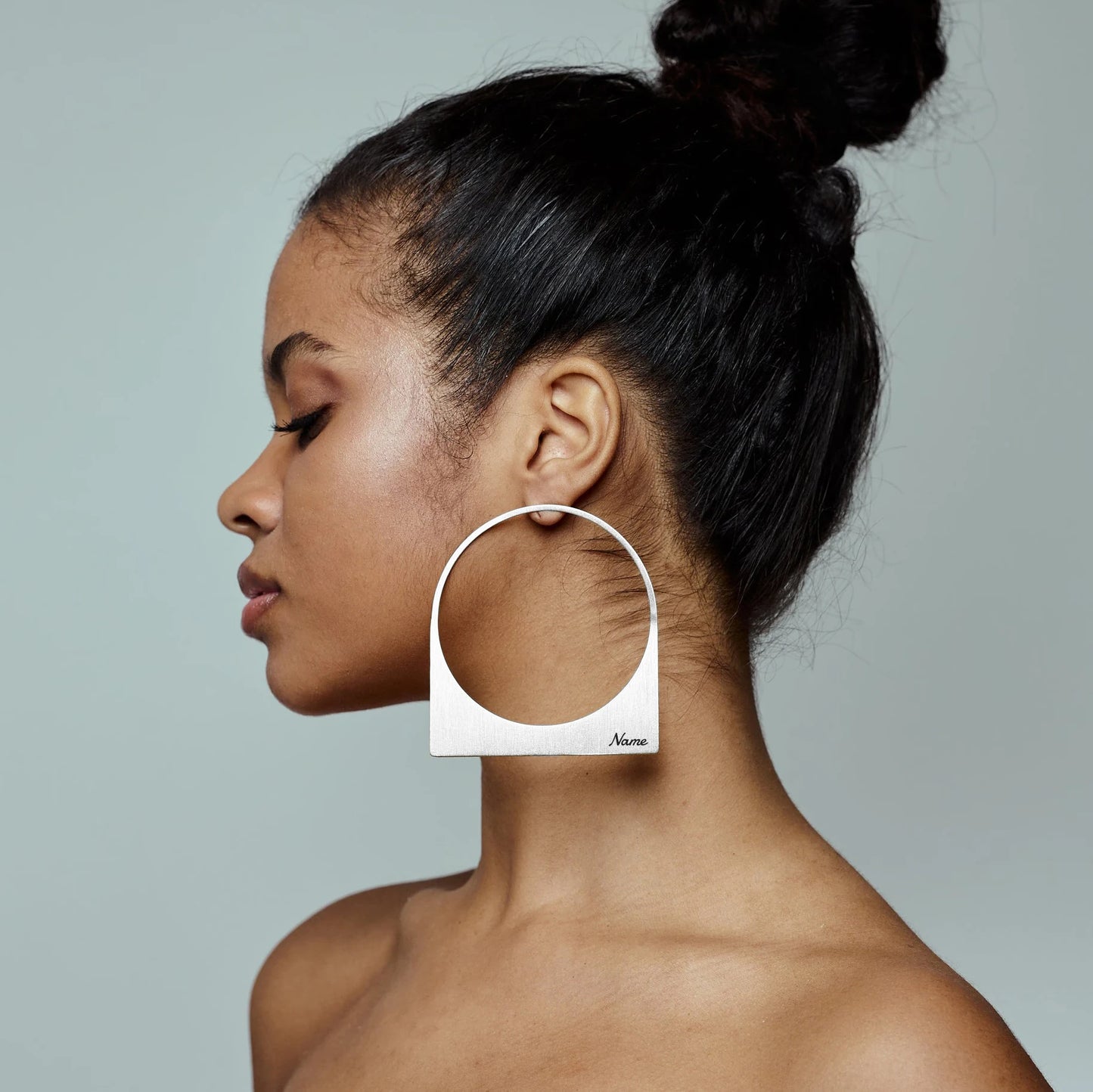 Large Hoop Earring with Custom Name Middle East Dubai 18K Gold Plated Stainless Steel Earrings