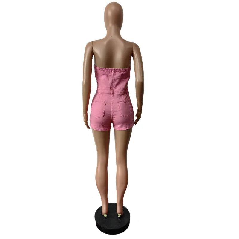 Backless Rompers for Women Solid Pocket Cargo Patchwork Jumpsuits Overalls