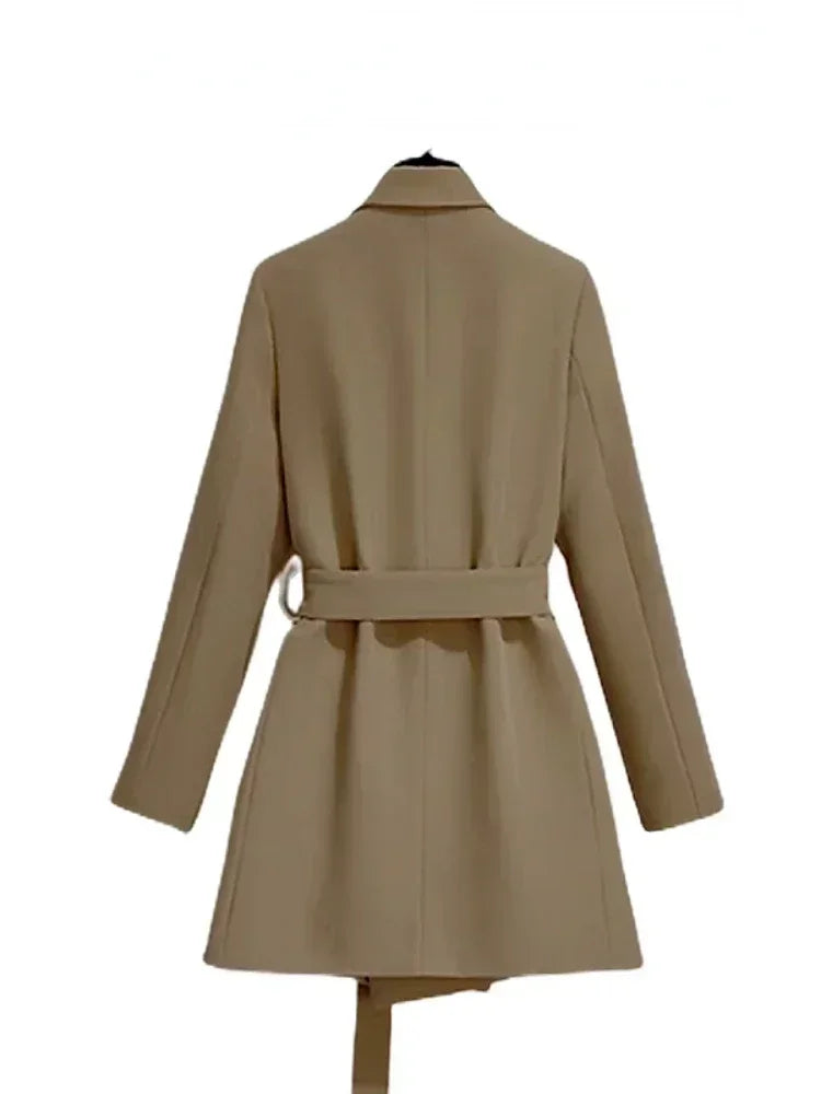 Women's Blazer Elegant Slim Fit Coats Casual Lace Up Women Mid Length Blazers