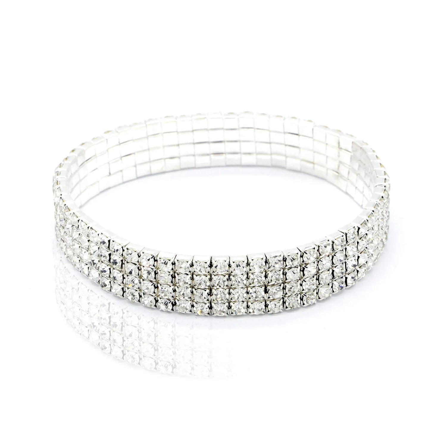 Rhinestone Multi-layer Crystal Elastic Chain Tennis Anklet For Women