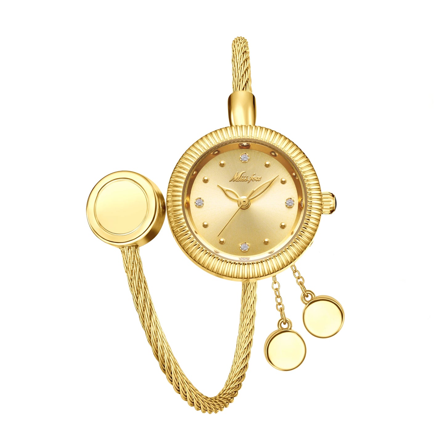 Mini Gold Watches For Women Causal Fashion Open Band Small Watch Power By Battery Ladies Wristwatches