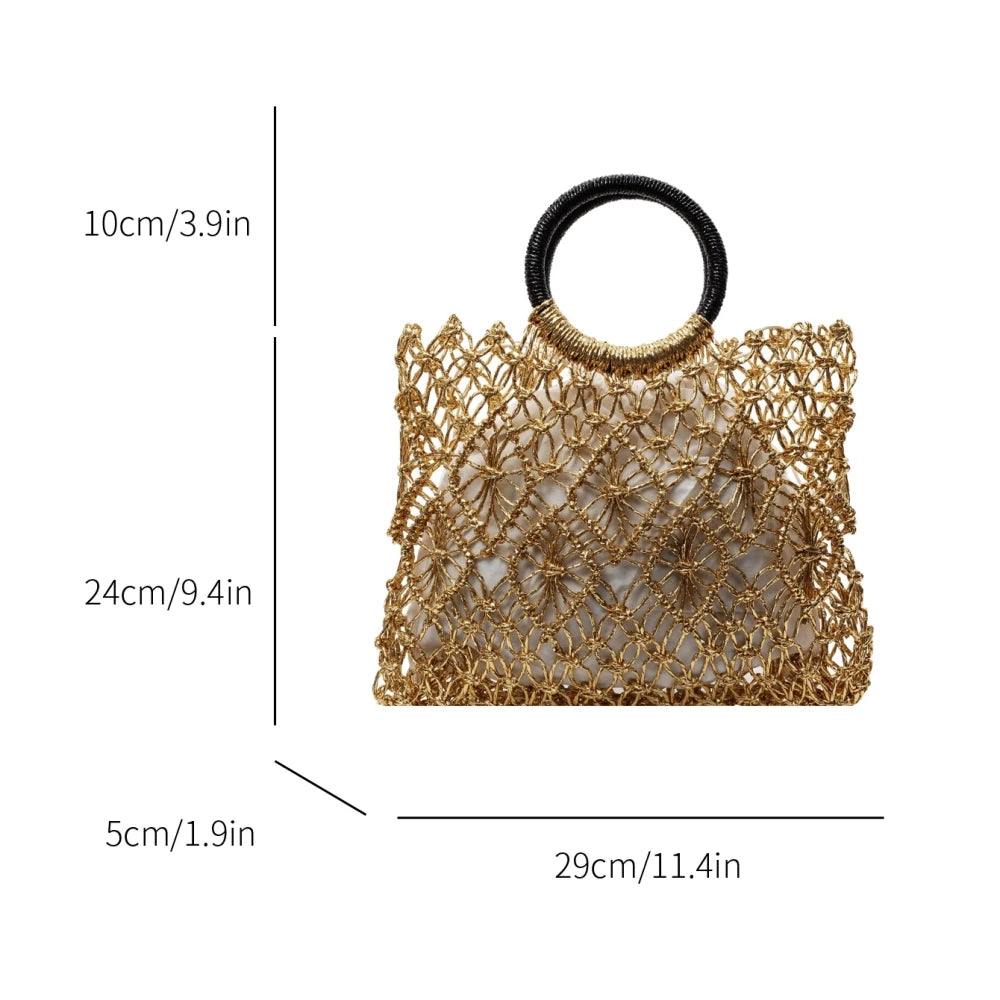 Handmade Woven Design Round Handle Handbags For Women