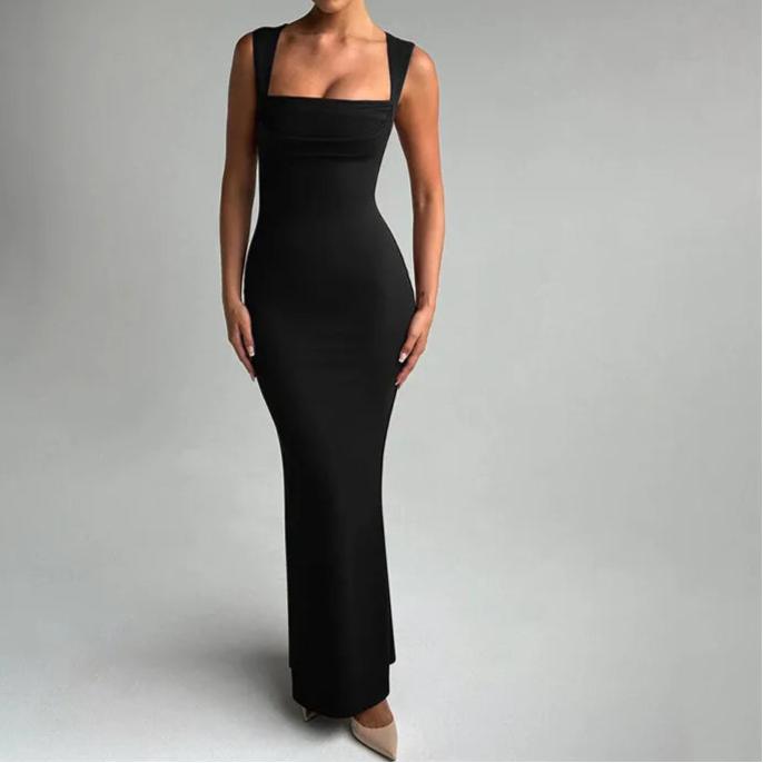 Wedding Guest Square Collar Sleeveless Sexy Maxi Dress For Women Bodycon Dress