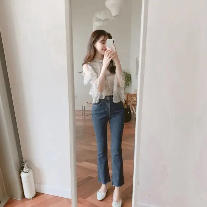 Floral Chiffon Shirts & Blouses For Women Off Shoulder Woman Top