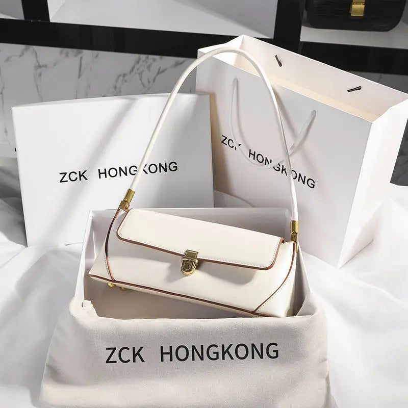 Armpit bag high-end solid color one-shoulder portable genuine leather bag
