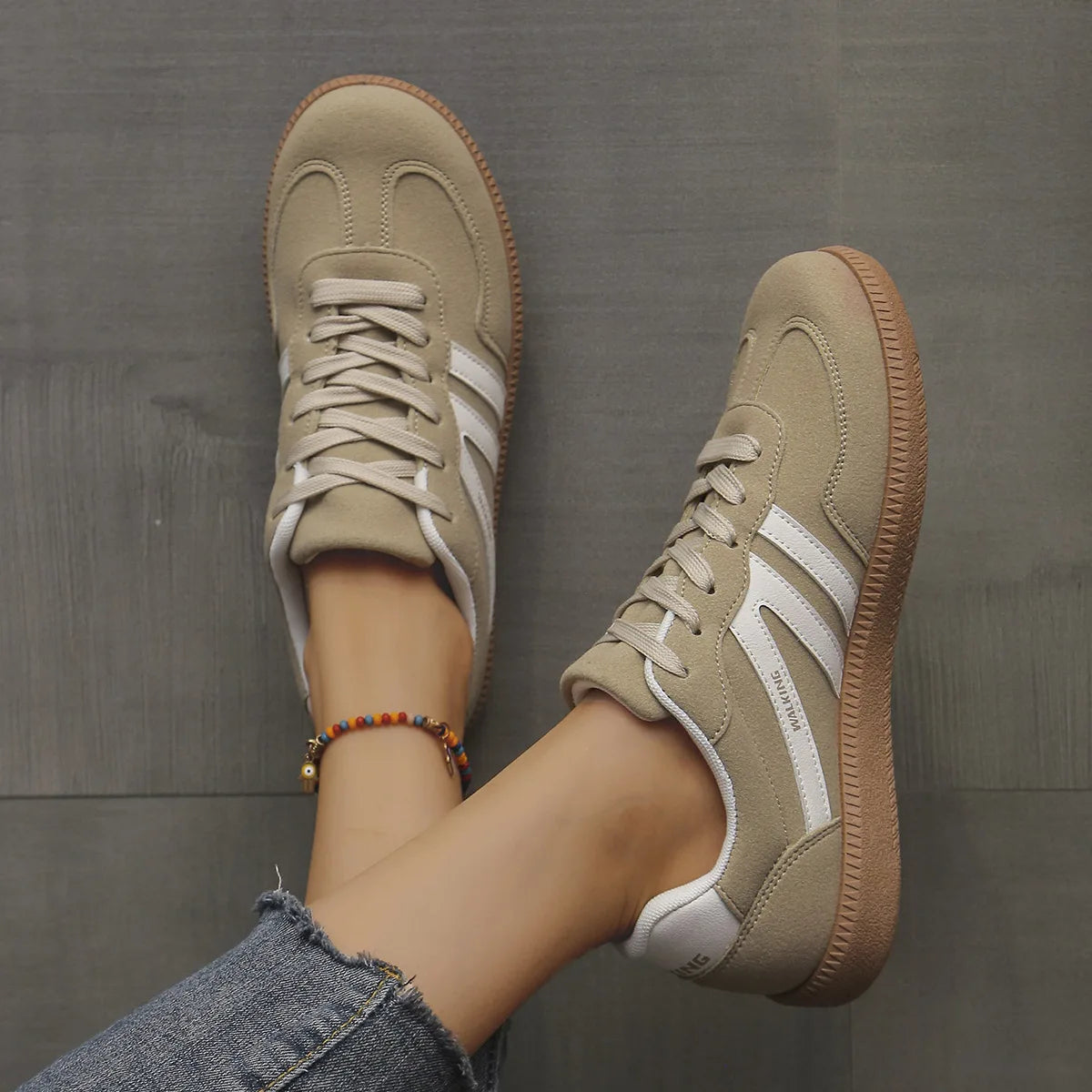 Mix Color Women's Autumn Sneakers Fashion Splicing Flat Heel Vulcanized Shoes Female Lace-Up Sneakers