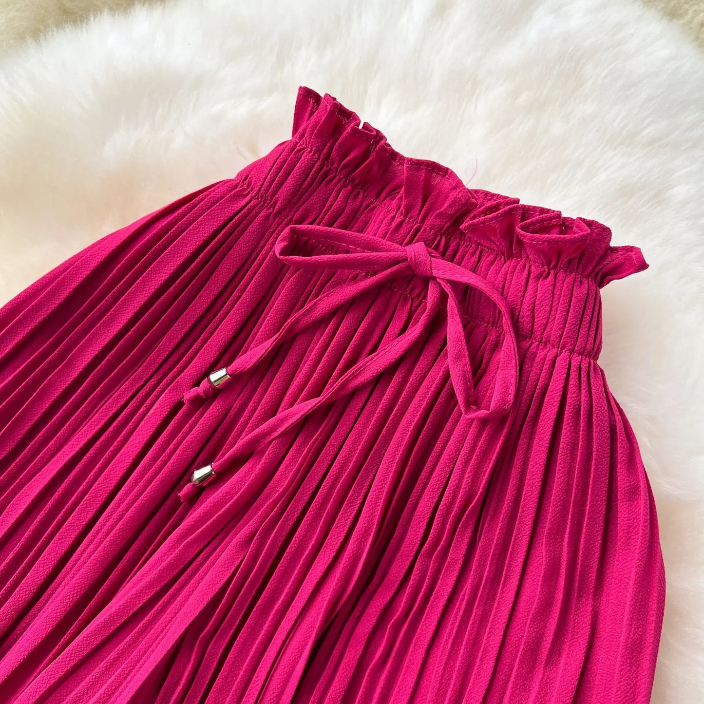 Women Long Pants Wide Leg Pant Solid Loose Casual Lace Up Tight High Waist Capris Regular Pleated Trousers