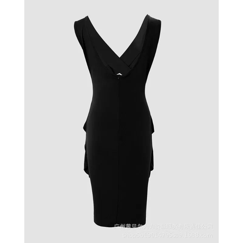 Sleeveless Tight Dress Hollow Out Sheath Mini Y2K Black Sexy Bodycon Dress Club Dress