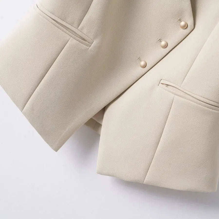 Short Vest Top Women's Diagonal Button Versatile Workplace Elegant Vest Jacket Top