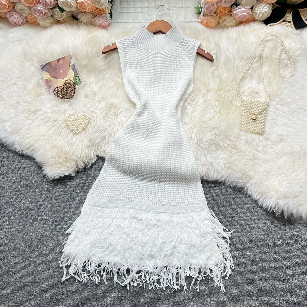 Summer Fashion Sexy Openwork Stitching Sleeveless Bodycon Party Dress