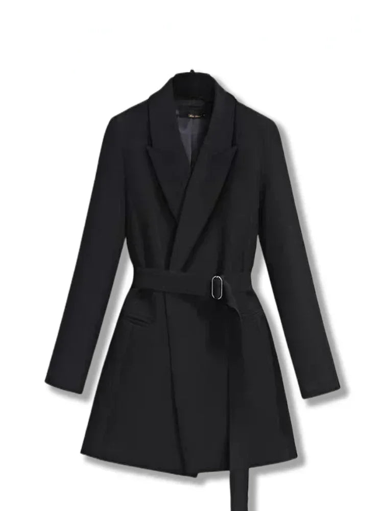 Women's Blazer Elegant Slim Fit Coats Casual Lace Up Women Mid Length Blazers