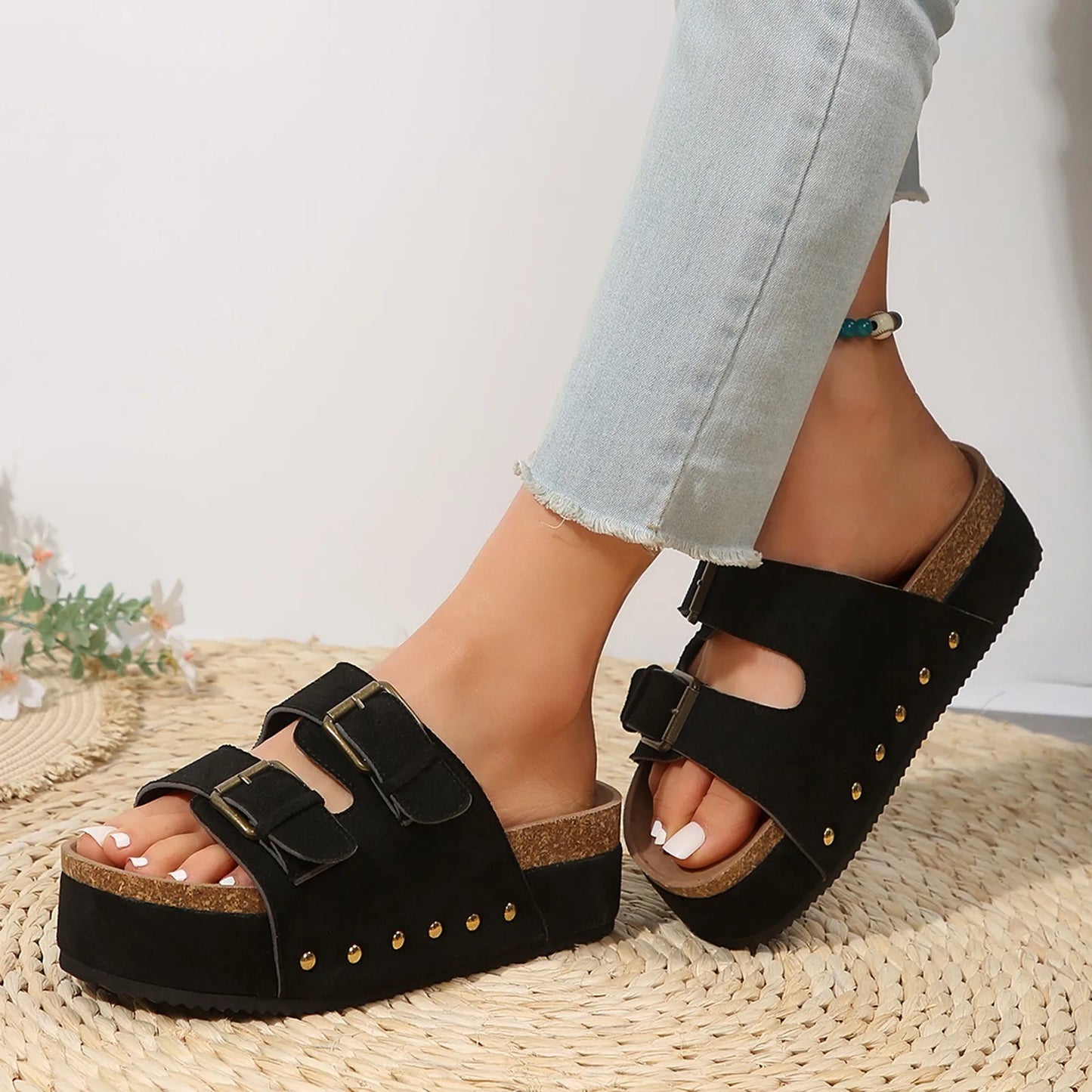 Sandals Women Wedge Sandals Open Toe Slingback Sandals Vacation Bohemian Diamond Sandals for Women