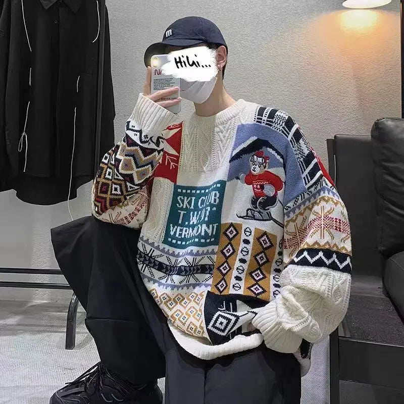 Christmas Sweater Loose New Lazy Thick Sweater Three-dimensional Cartoon Red Sweater