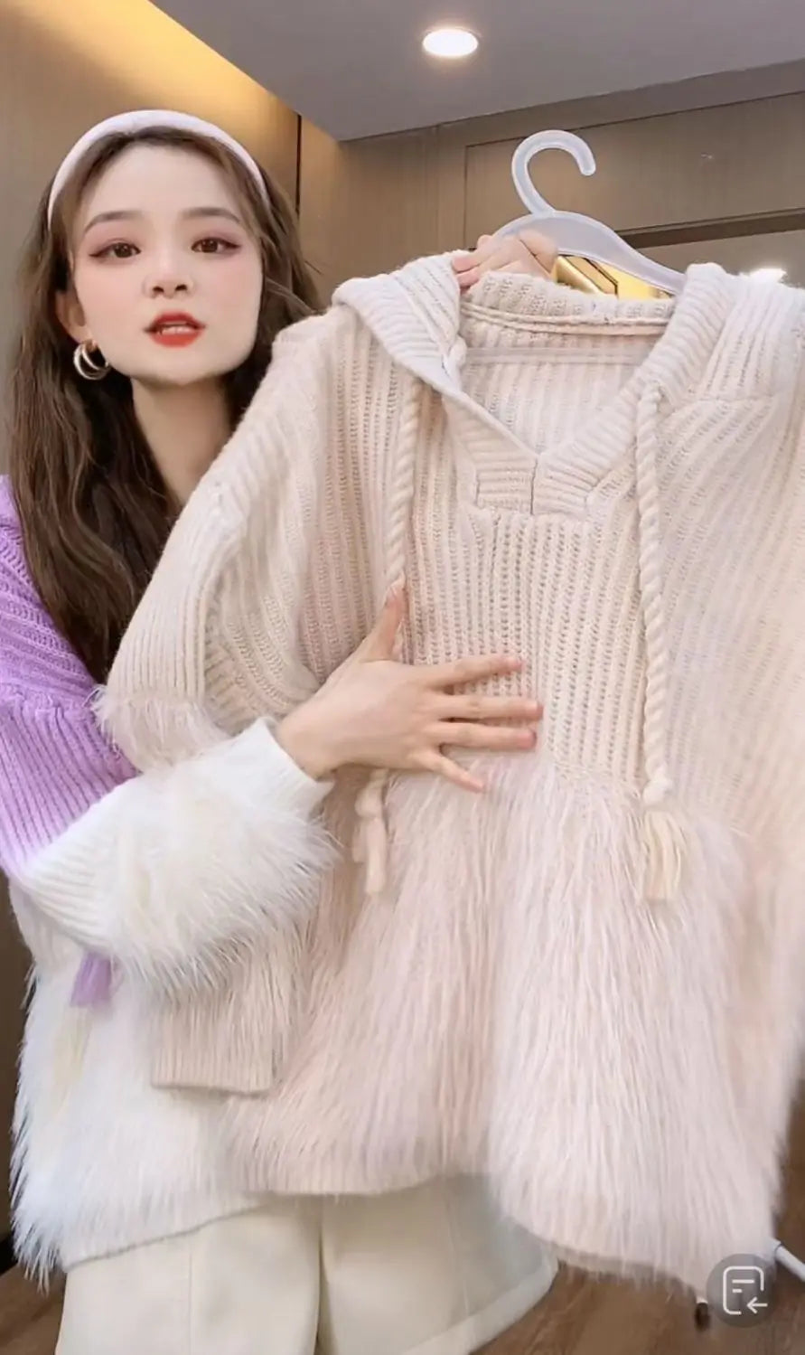 Tassel Pullover Long-Sleeved Sweater Hooded Loose Knitwear