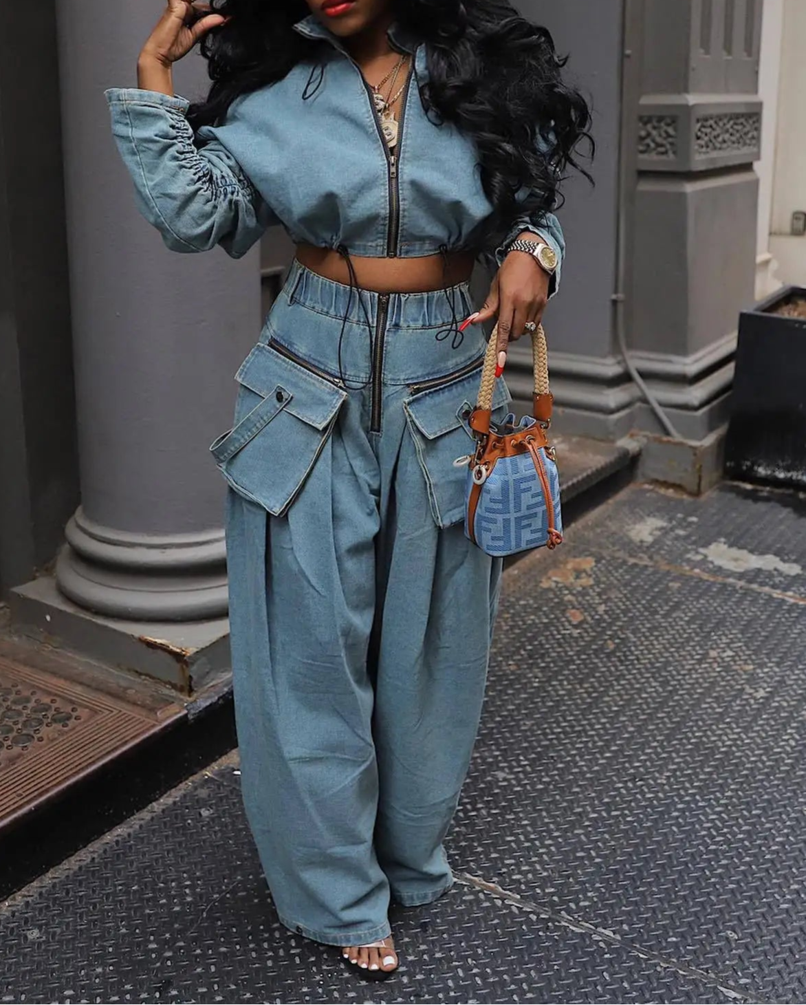 Denim Two Piece Sets Women Pant Set Y2k Streetwear Coats Jeans Elegant Matching Sets