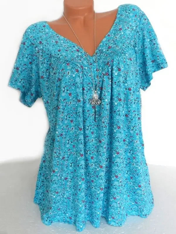 Loose Sleeveless Long Tank T-Shirt V-Neck Tops Floral Print Tees