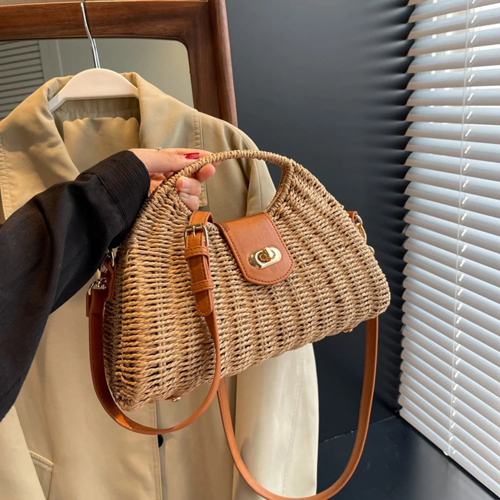 Women Crossbody Bags Handmade Summer Woven Shell Hand-Woven Bag