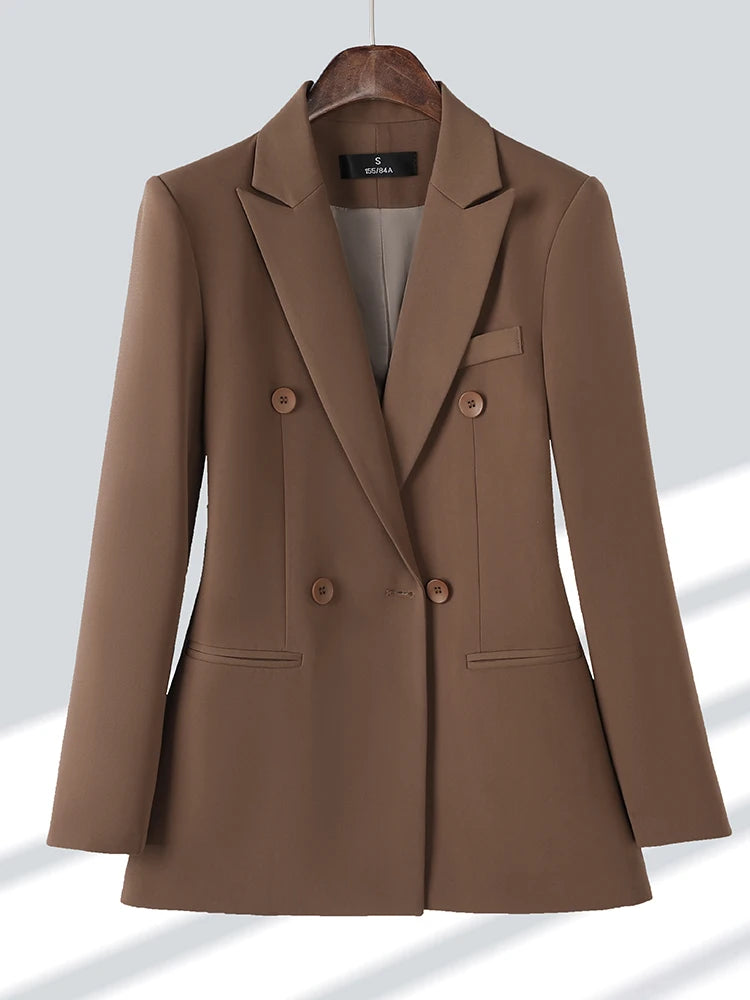 Women Formal Blazer Ladies Female Long Sleeve Double Breasted Blazer