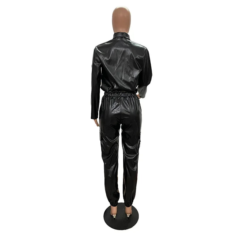Pants Sets Two Piece Long Sleeve Cardigan Hidden Breasted Solid Zipper Fly Pencil Pants Slim Fit