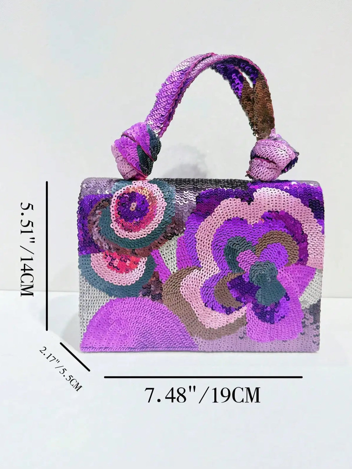 Sequin Embroidered Floral Design Party Wedding Evening Bag Women's Clutch