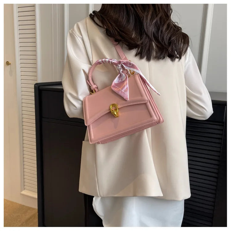 Scarf Bow Decor Lightweight Flap Bag, Business Casual Mini Women's Shoulder Bag
