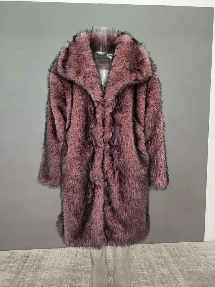 Tide Faux Fur Coat European Style Hooded Loose All Match Warm Cardigan Jacket