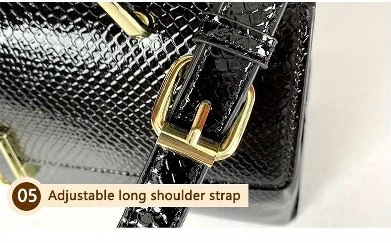 High End Women's Black Bag, Large Capacity Hand-Held Crossbody Bag