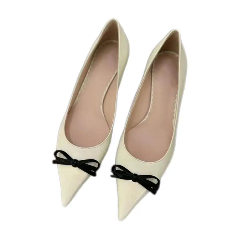 Butterfly Knot Color Blocked Shoes for Women Pointed Shallow Mouth Slim Heel High Heels