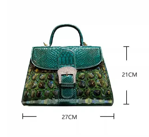 Quality Cowhide Shoulder Crossbody Bag Women's Alligator Print Handbag
