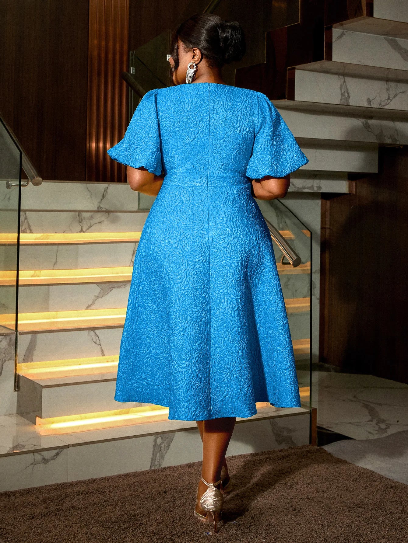 Women Plus Size Jacquard Dress A-Line Party Banquet Dress Cocktail Dress