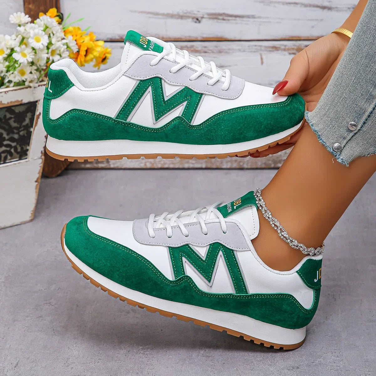 Women's Casual Lace-up Low Heel Sports Shoes Vulcanized Shoes Sneakers