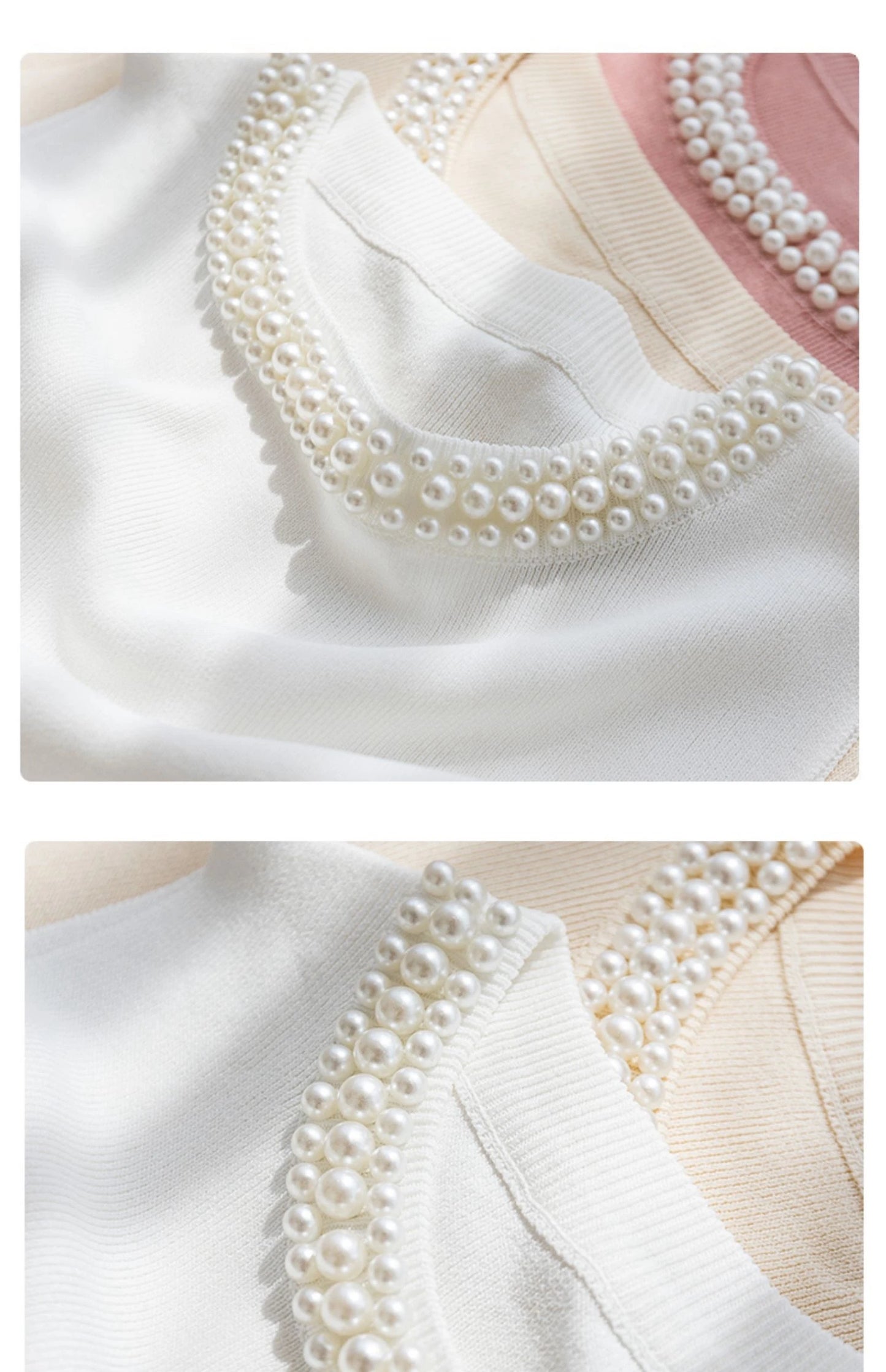 Knitted Sleeveless Beaded Casual Thin Tops