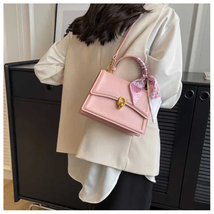 Scarf Bow Decor Lightweight Flap Bag, Business Casual Mini Women's Shoulder Bag