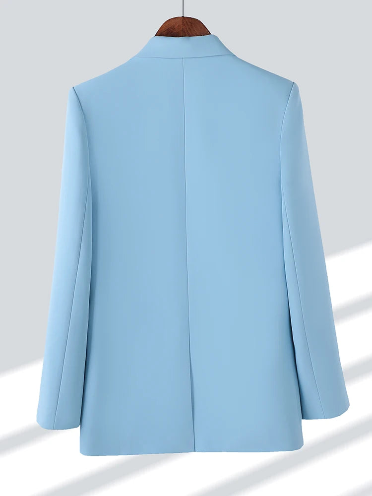 Women Formal Blazer Ladies Female Long Sleeve Double Breasted Blazer